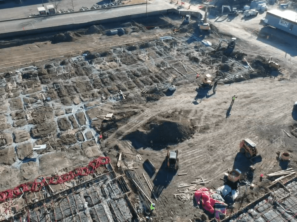 Aerial view of underground plumbing