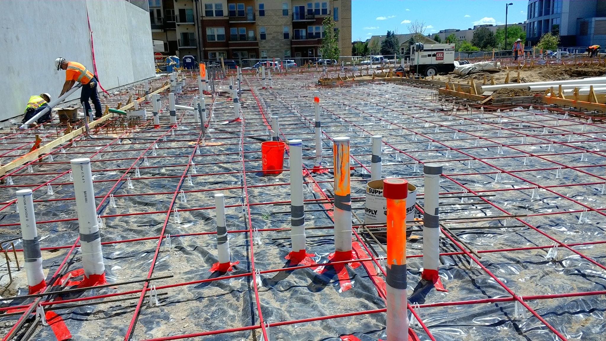 Pipe layout on slab foundation