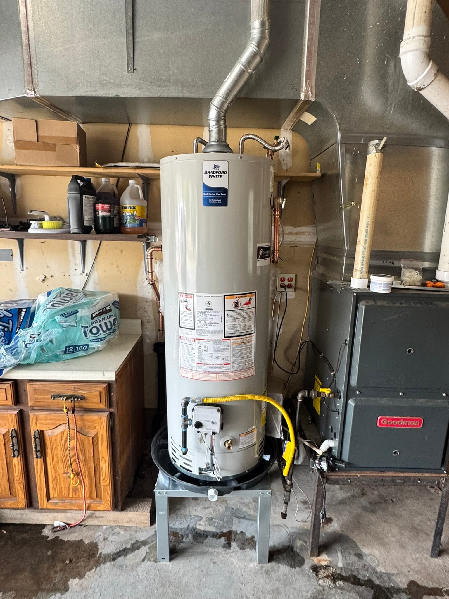 Water heater installation in garage